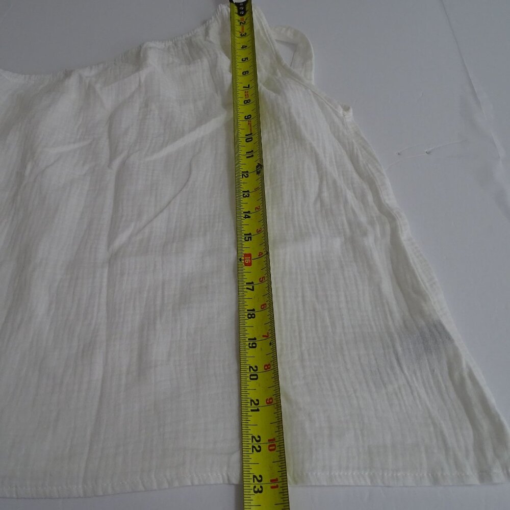 Shein One-Shoulder White Gauze Cotton Top Women Size M US Size 6 With Bow Detail - Picture 9 of 9